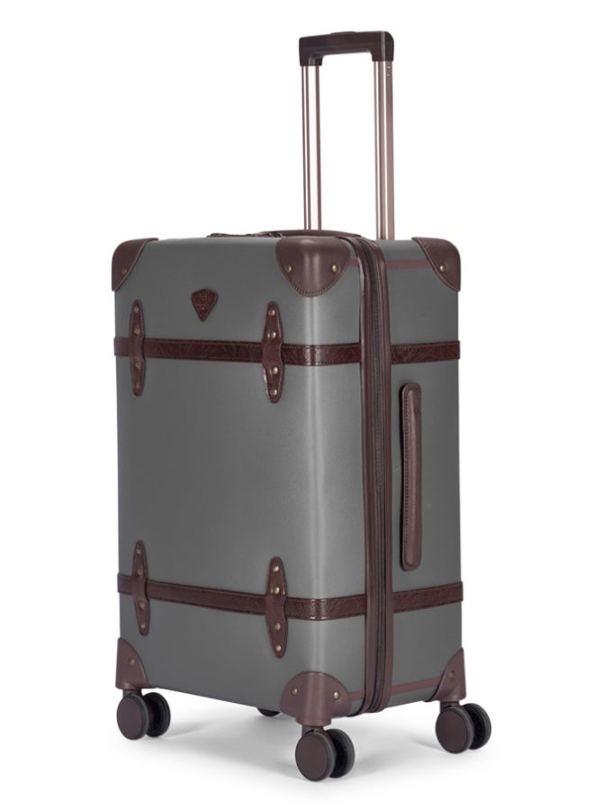 LIMRA Travel Bags Classic Leather Luggage 4 Pcs Set Grey /Dark Brown 28''-24''-20'''-14'''Inches - Image 5